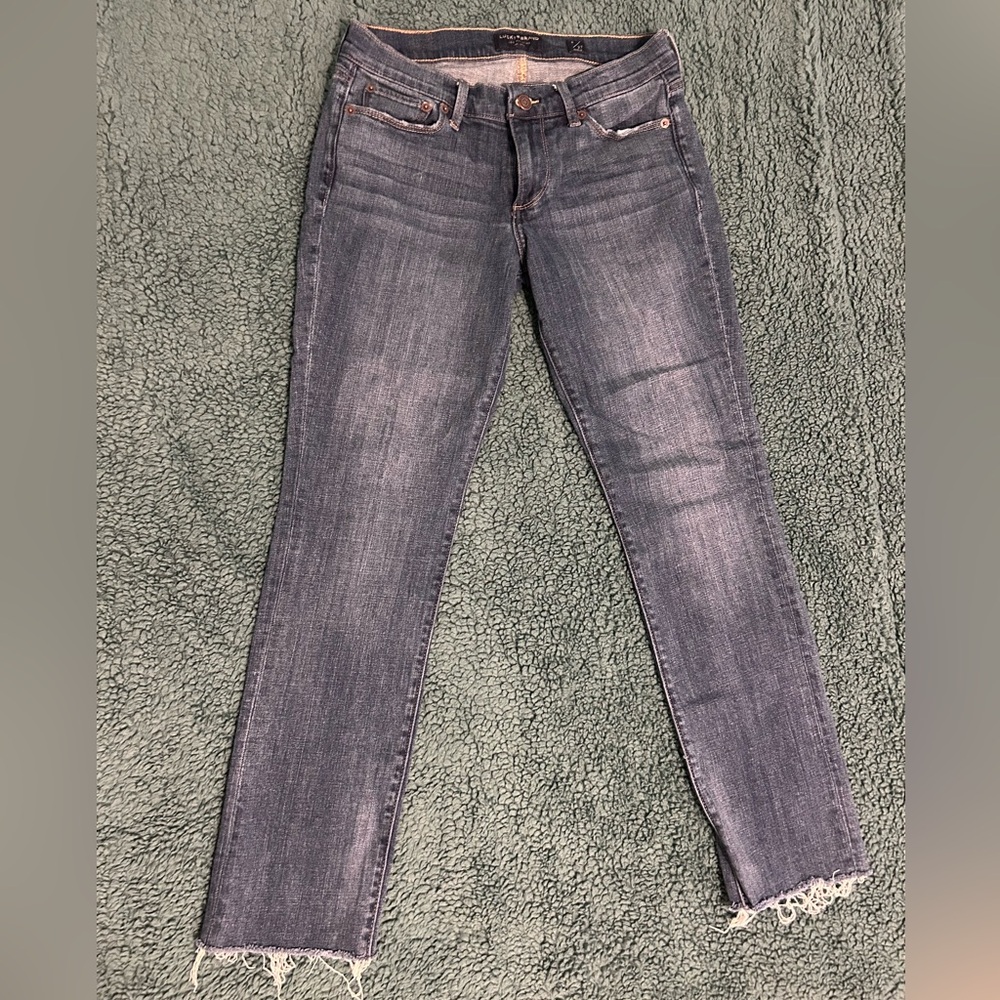 Lucky Brand Distressed Ankle Jeans in Dark Blue